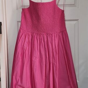 Women's Hot Pink Smocked Midi Dress